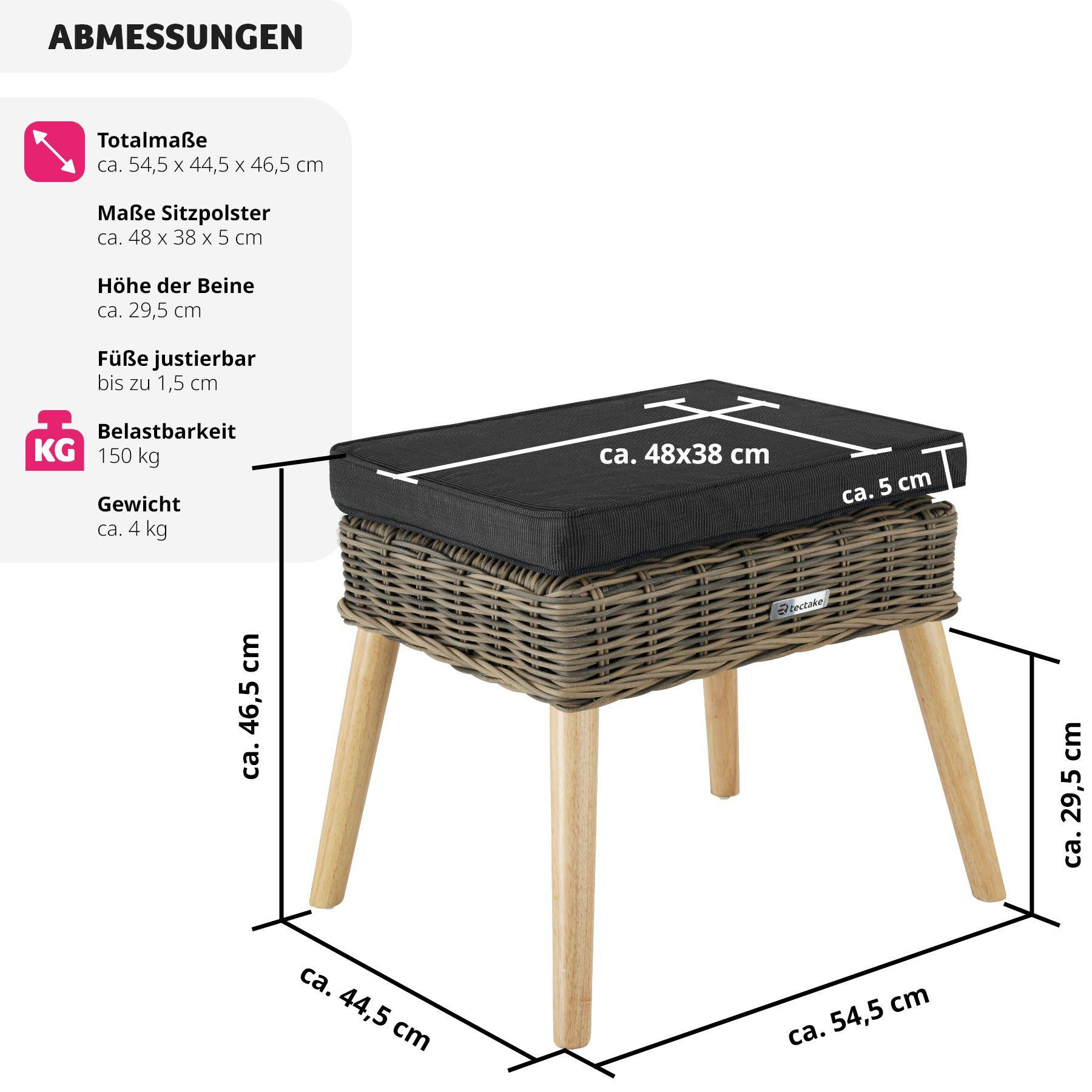 Tectake  Rattan Fussbank Vibo 150kg 