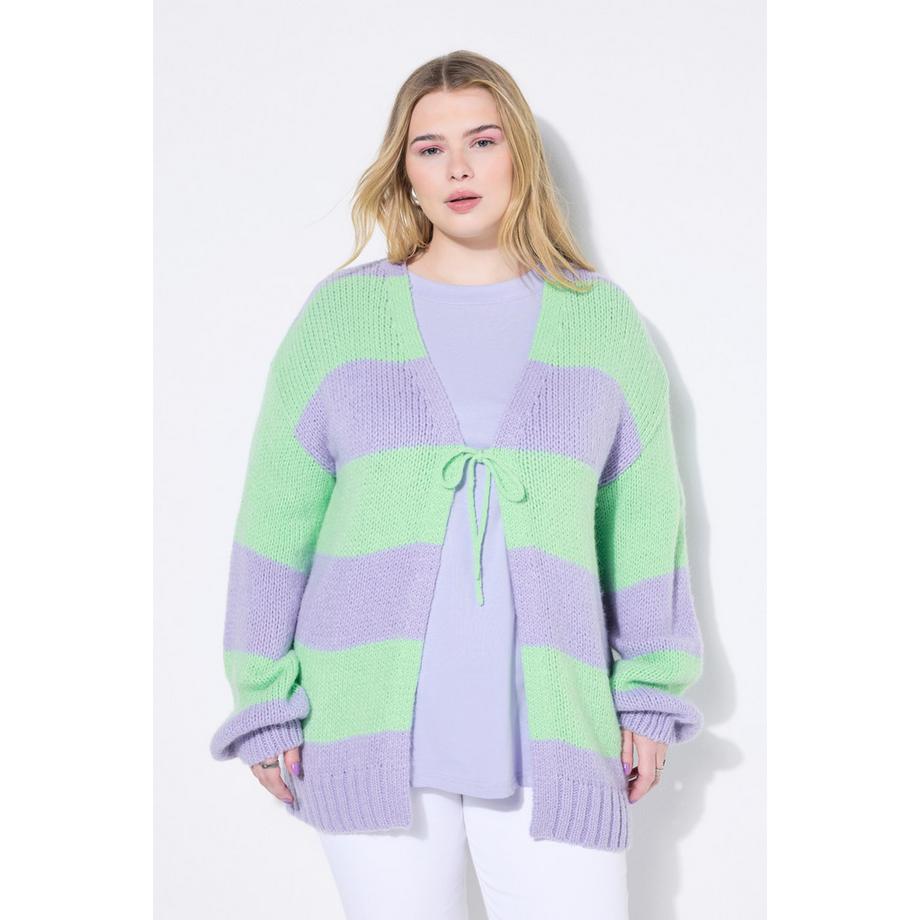 Studio Untold Oversized Strickjacke Blockstreifen Bindeband  