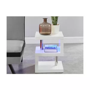 Comodino LYLIA MDF laccato bianco Con LED Bianco