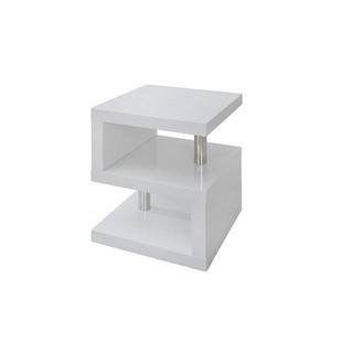 Vente-unique Comodino LYLIA MDF laccato bianco Con LED Bianco  