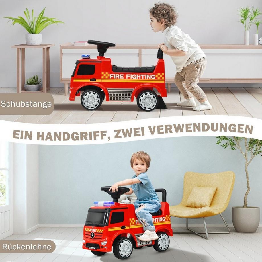 B2X  Voiture de pompier pour enfants sous licence Mercedes Benz Push Car 62 x 29 x 43 cm rouge 
