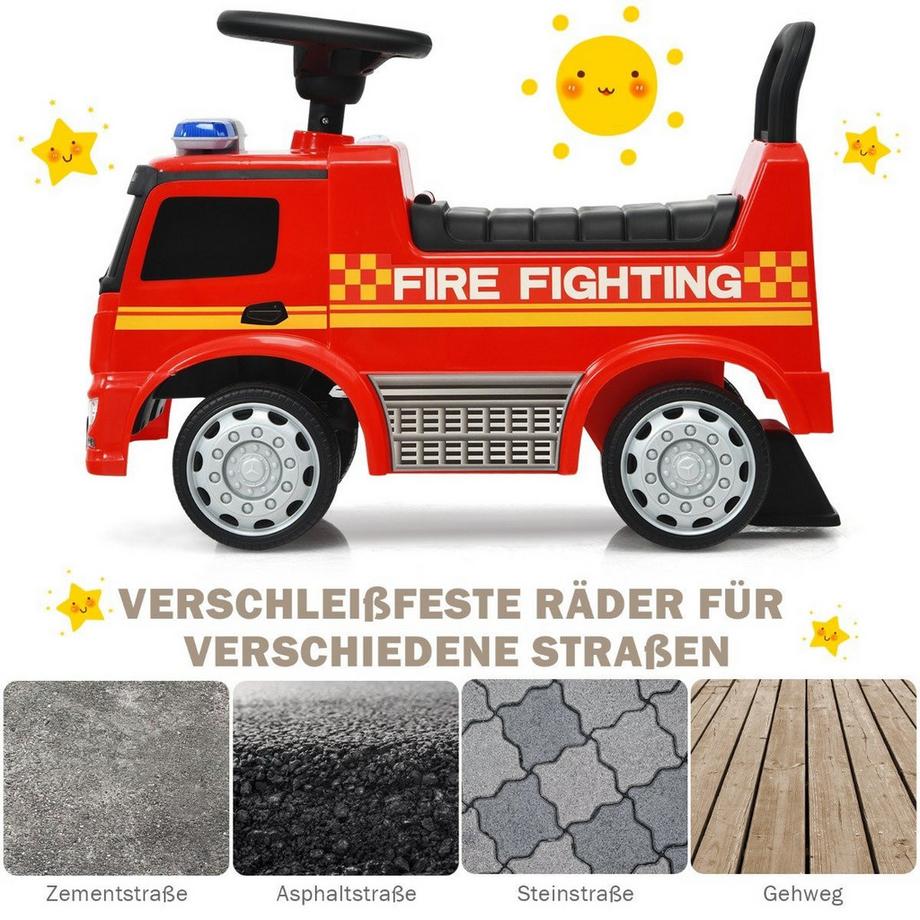 B2X  Voiture de pompier pour enfants sous licence Mercedes Benz Push Car 62 x 29 x 43 cm rouge 