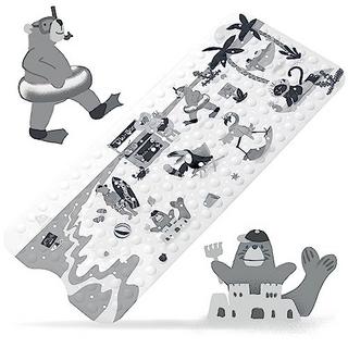 Activity-board Happy Beach - tapis de bain pour enfants | tapis de bain antidérapant premium 100x40cm | design cool et monochrome | tapis de douche antidérapant | qualité testée | Sans BPA  