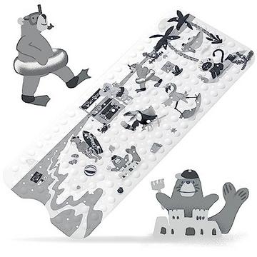 Happy Beach - tapis de bain pour enfants | tapis de bain antidérapant premium 100x40cm | design cool et monochrome | tapis de douche antidérapant | qualité testée | Sans BPA