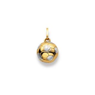 MUAU Schmuck  Anhänger Fussball Bicolor Gelb-/Weissgold 750, 16x10mm 