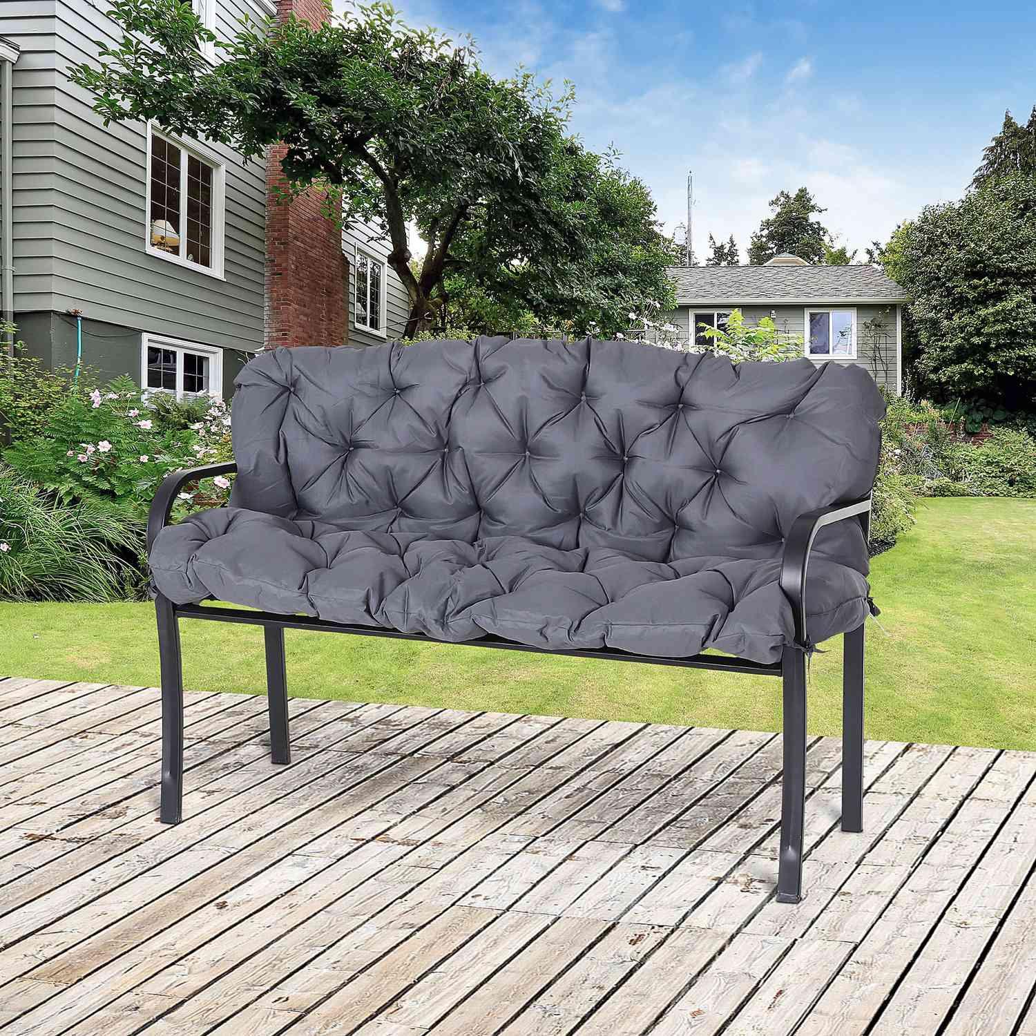 Northio Coussin De Banc Coussin De Siège Coussin De Dossier Coussin Pour Banc De Jardin Meubles De Jardin Porche Balançoires 150 98X8Cm Coton Gris Foncé  