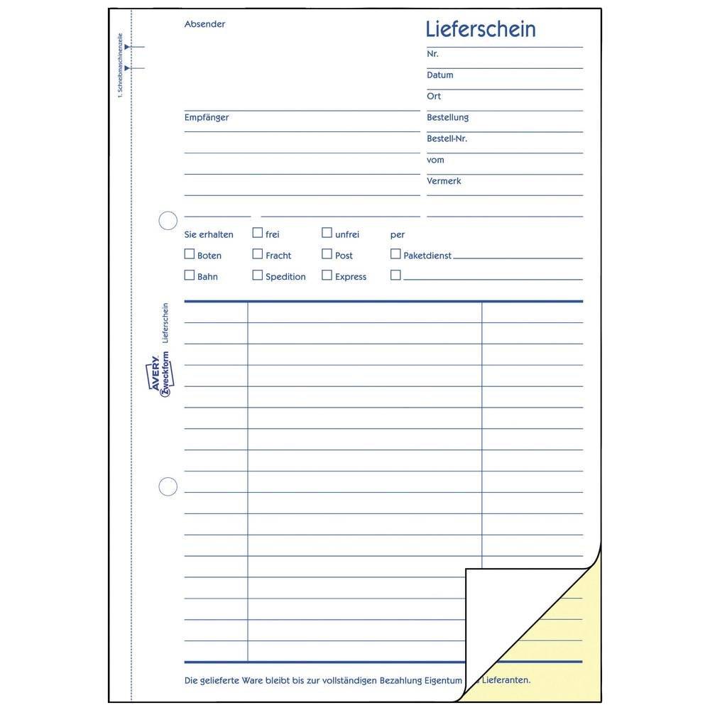 Avery-Zweckform  Bon de livraison Avery Zweckform A5 