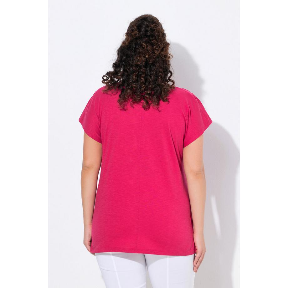 Ulla Popken T-Shirt Oversize Palme Scollo a V Mezze Maniche  
