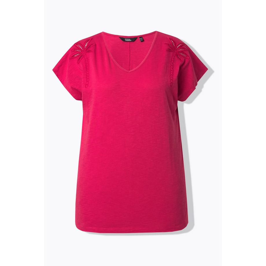 Ulla Popken T-Shirt Oversize Palme Scollo a V Mezze Maniche  