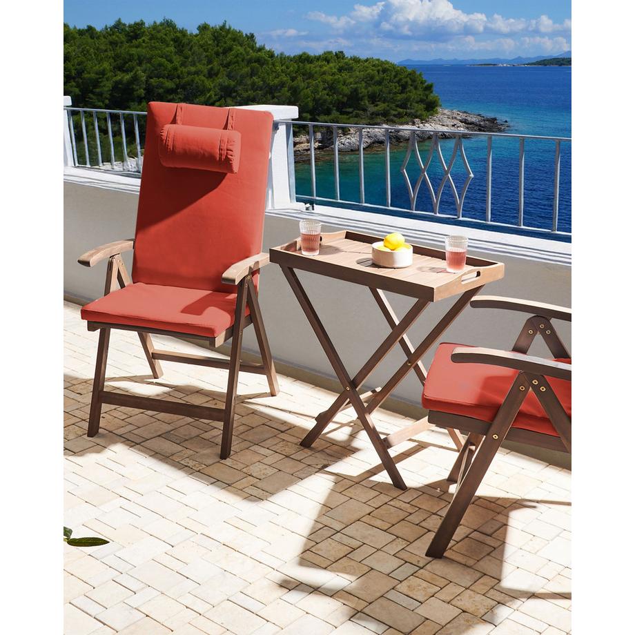 Beliani Lot de 2 chaises de jardin avec coussins en Acacia Traditionnel AMANTEA PREMIUM  