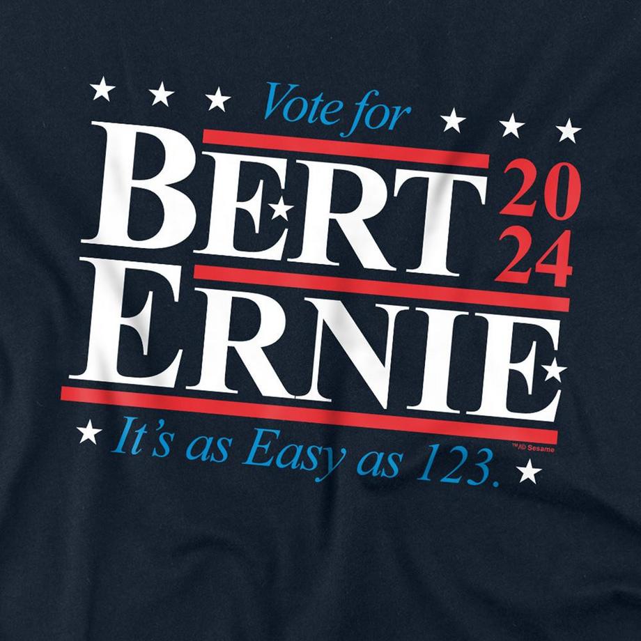 Sesame Street T-Shirt Manches Longues Bert Ernie For President Vote 123  