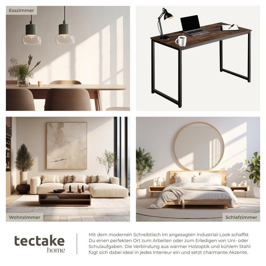 Tectake Schreibtisch Flint Industrial Style Holz und Stahl  