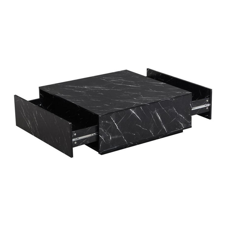 PASCAL MORABITO Couchtisch mit 2 Schubladen - MDF - Marmor-Optik Schwarz - ANTRIM von Pascal Morabito  