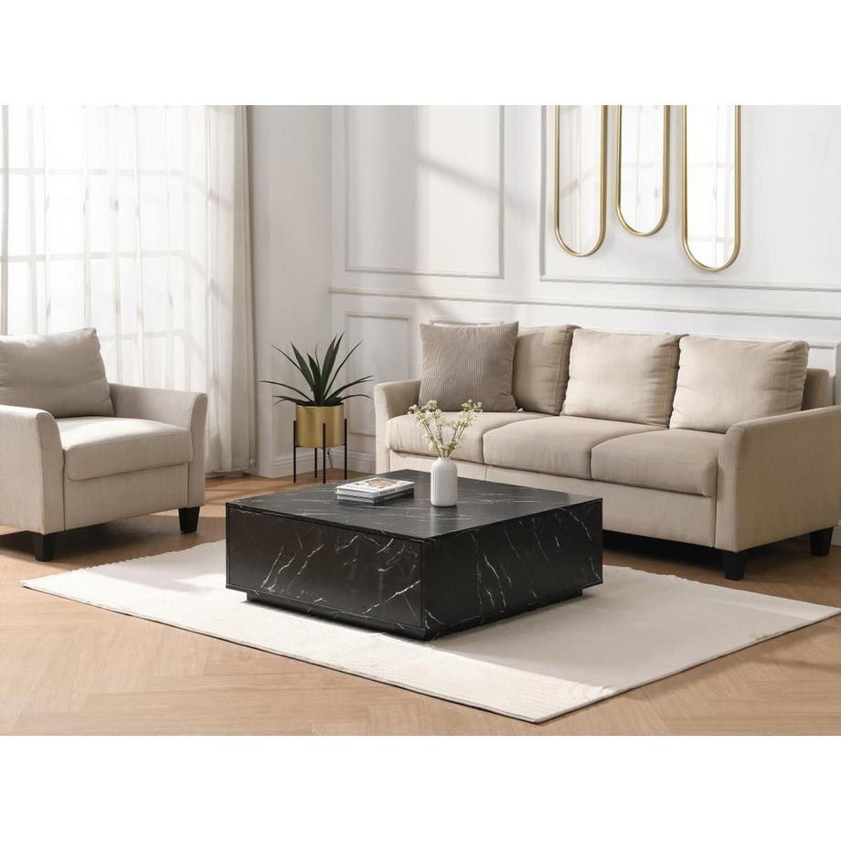 PASCAL MORABITO Couchtisch mit 2 Schubladen - MDF - Marmor-Optik Schwarz - ANTRIM von Pascal Morabito  