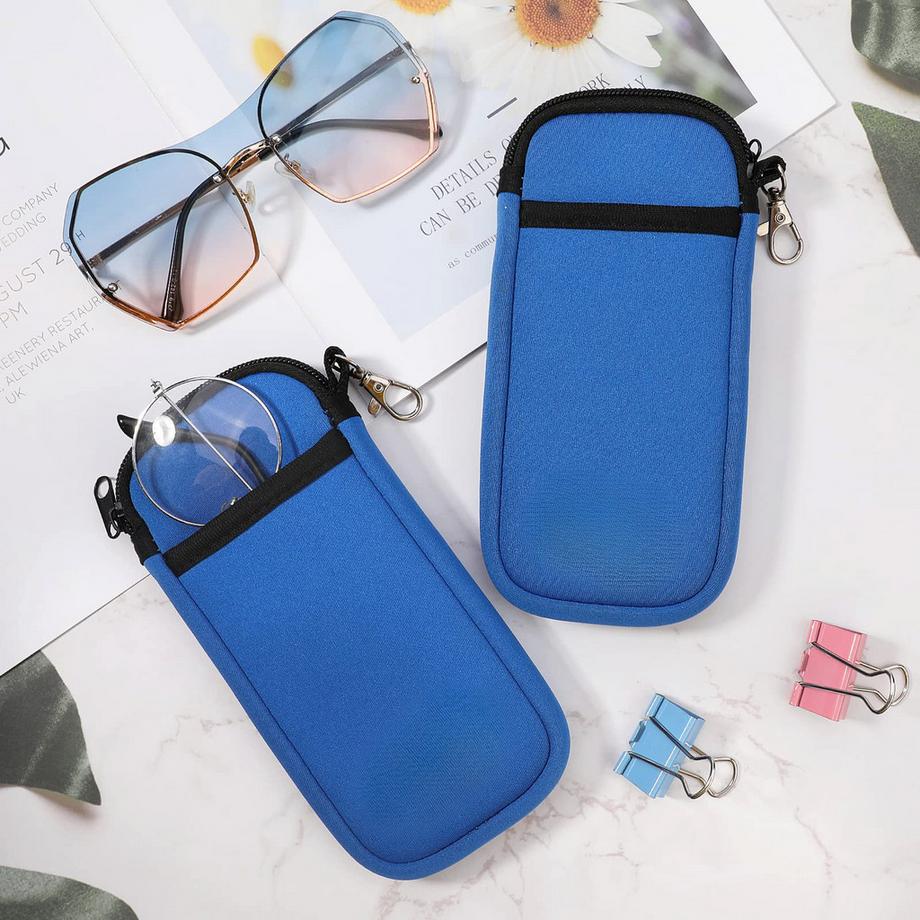 Only-bags.store Étui à Lunettes de Soleil Souple en Néoprène avec Fermeture Éclair et Clip Ceinture Lot de 2  
