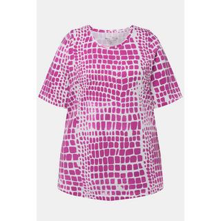 Ulla Popken  T-Shirt, Pima Cotton, Ziersteine, Rundhals, Halbarm 