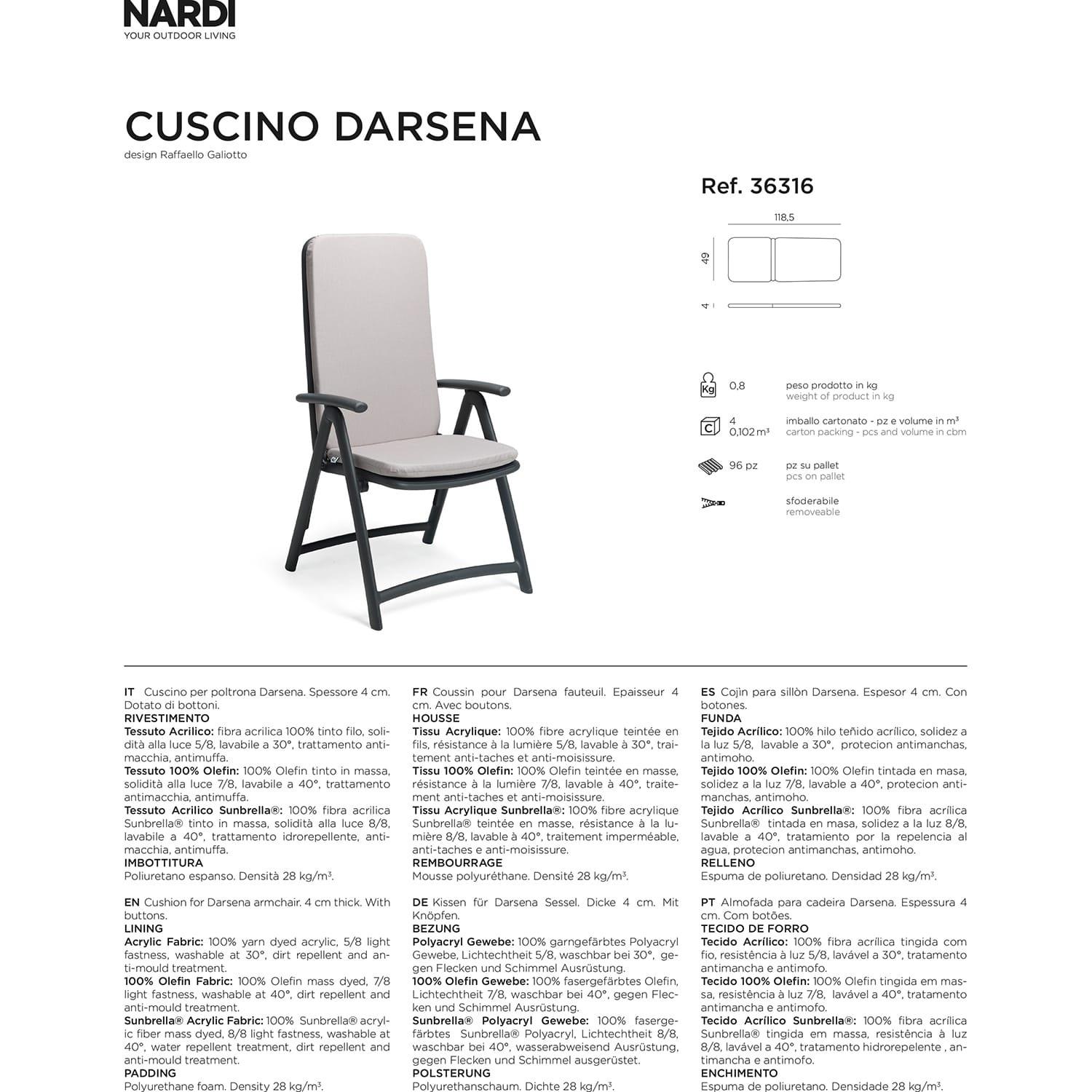 NARDI outdoor Cuscino da giardino per poltrona Darsena bianco  