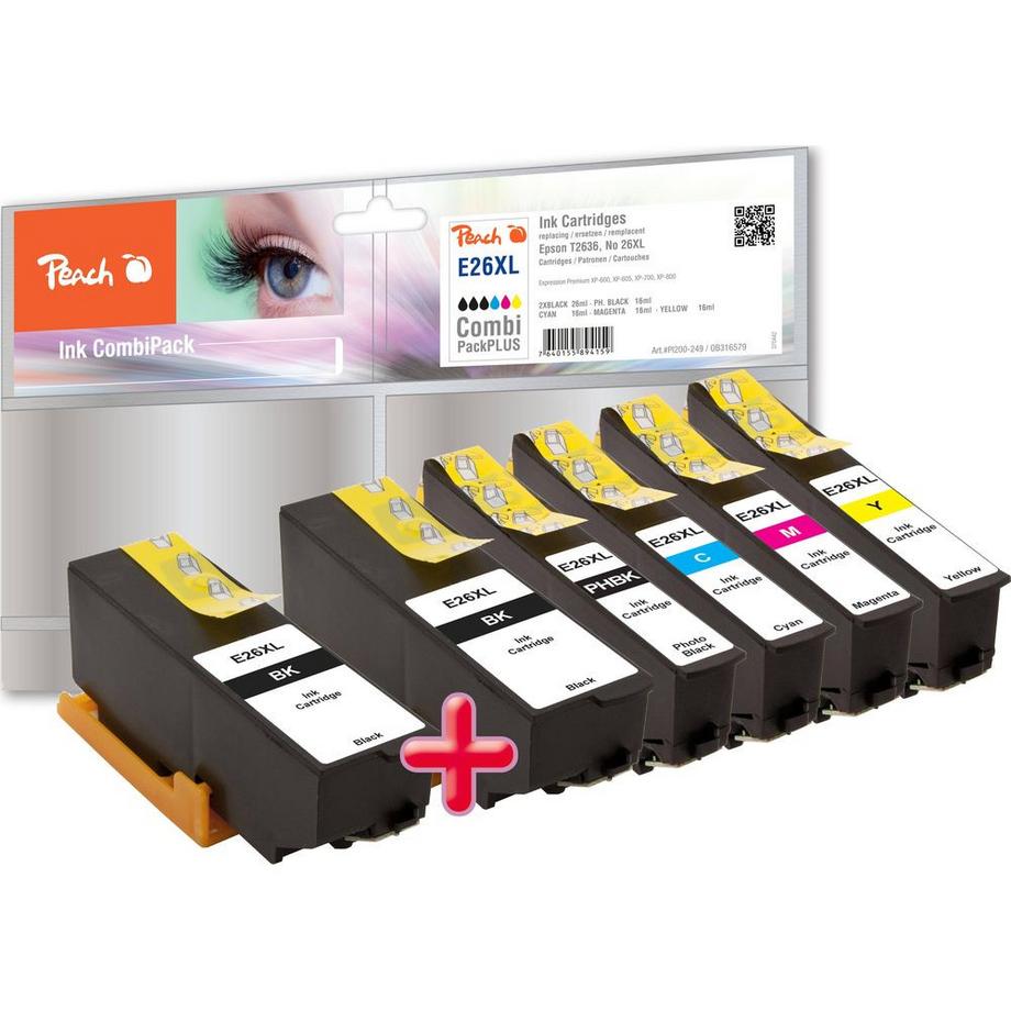 Peach  Kit d'encre Epson No. 26XL / T2636 BK, C, M, Y 