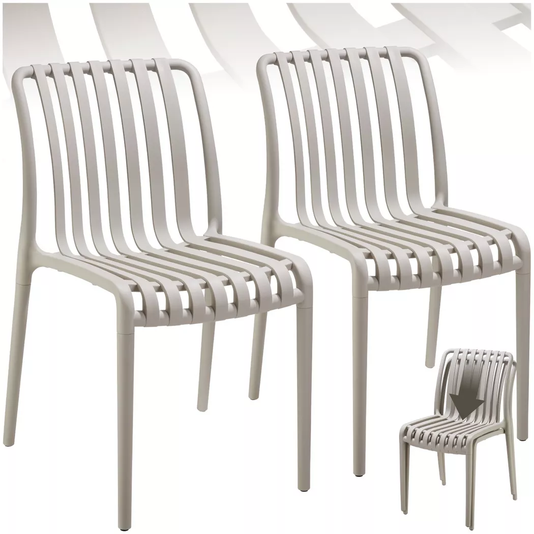 Tectake - Chaises de jardin ALCUDIA résistant aux intempéries et aux UV, 2 Stück, Taupe