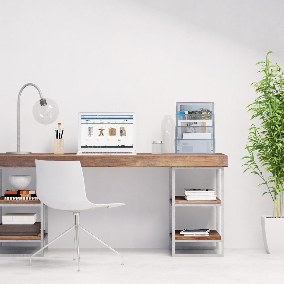 B2X Ottimizza il tuo spazio di lavoro con questo moderno scaffale da scrivania in rete, progettato per un'organizzazione e uno stoccaggio efficienti. Perfetto per riviste, brochure e cartelle, valorizza sia gli ambienti domestici che quelli d'ufficio.  