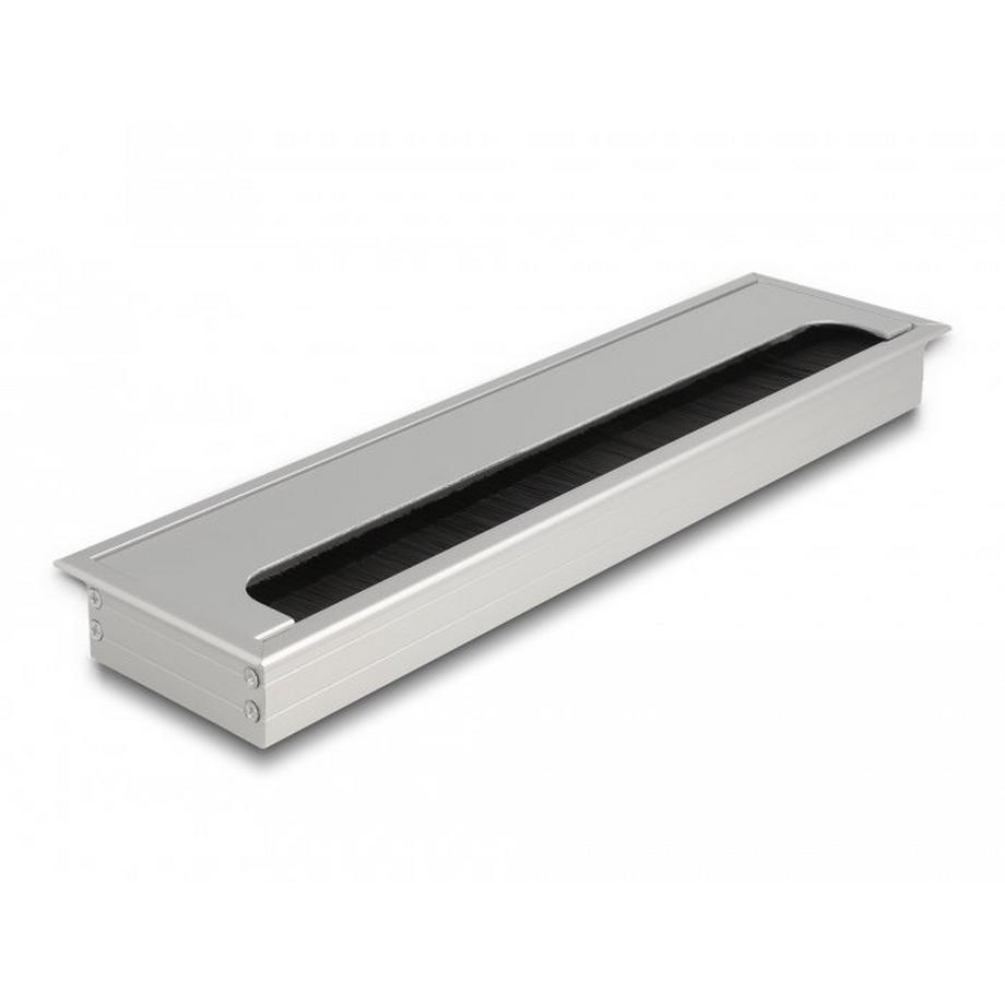 Kabeldurchführung für Tischeinbau mit Bürste 300 x 80 x 28 mm silber