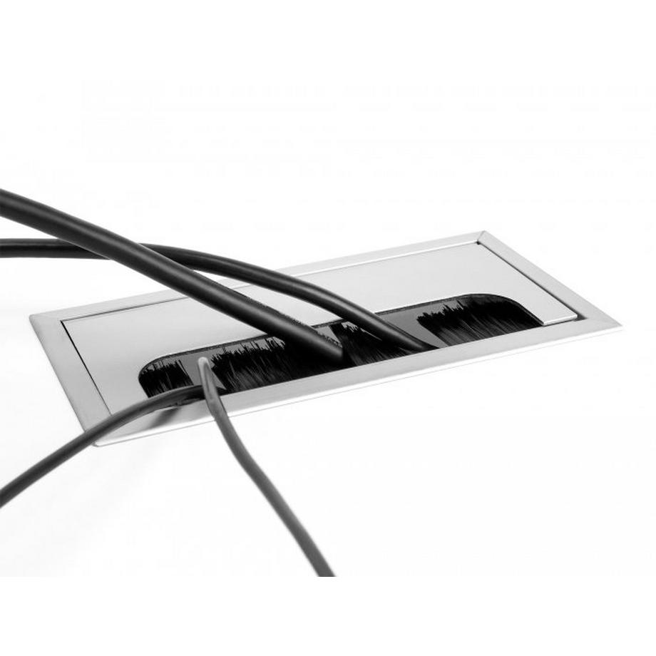 DeLock  Kabeldurchführung für Tischeinbau mit Bürste 300 x 80 x 28 mm silber 