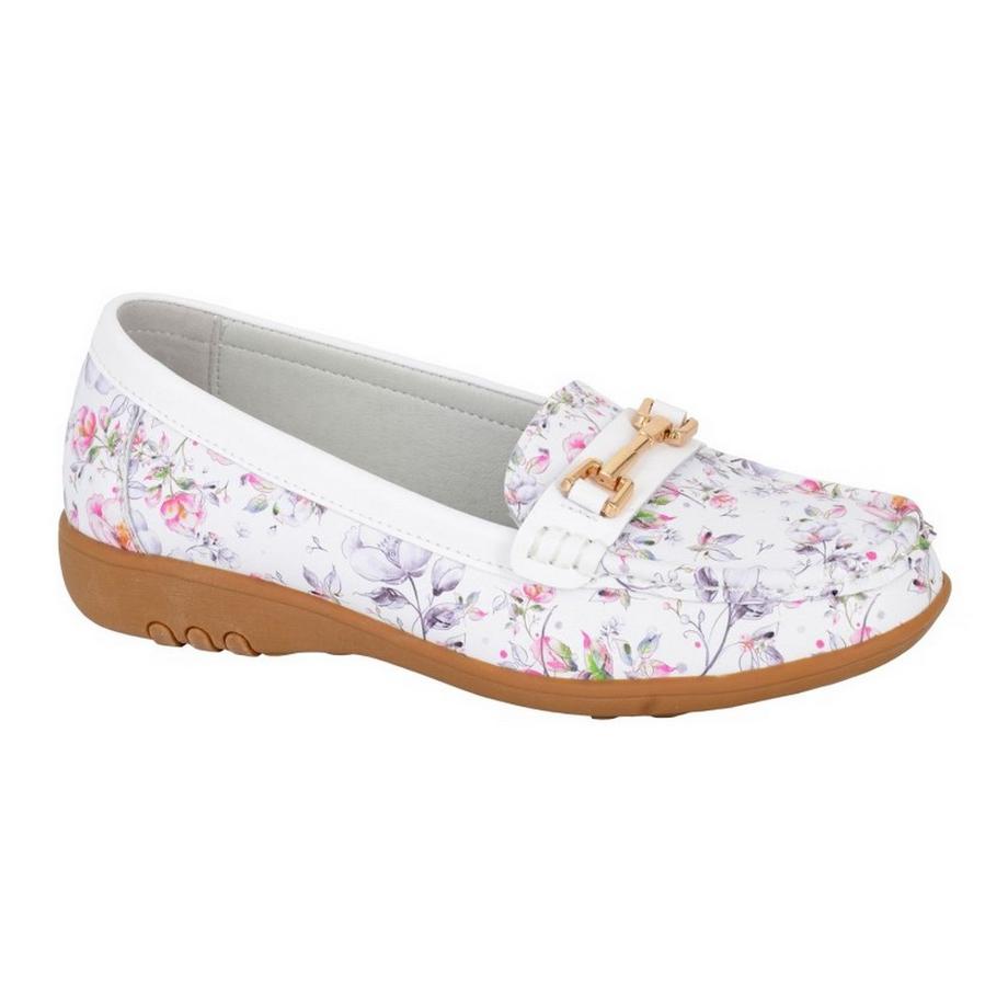 Halbschuhe, Floral, Leder