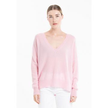 NAMI 23 Maglia con scollo a V e riga colorata - 100% cashmere