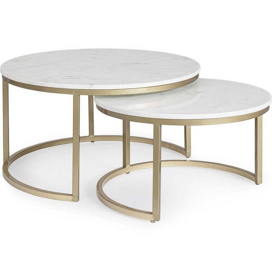 mutoni Tavolino Phoenix bianco (set di 2)  