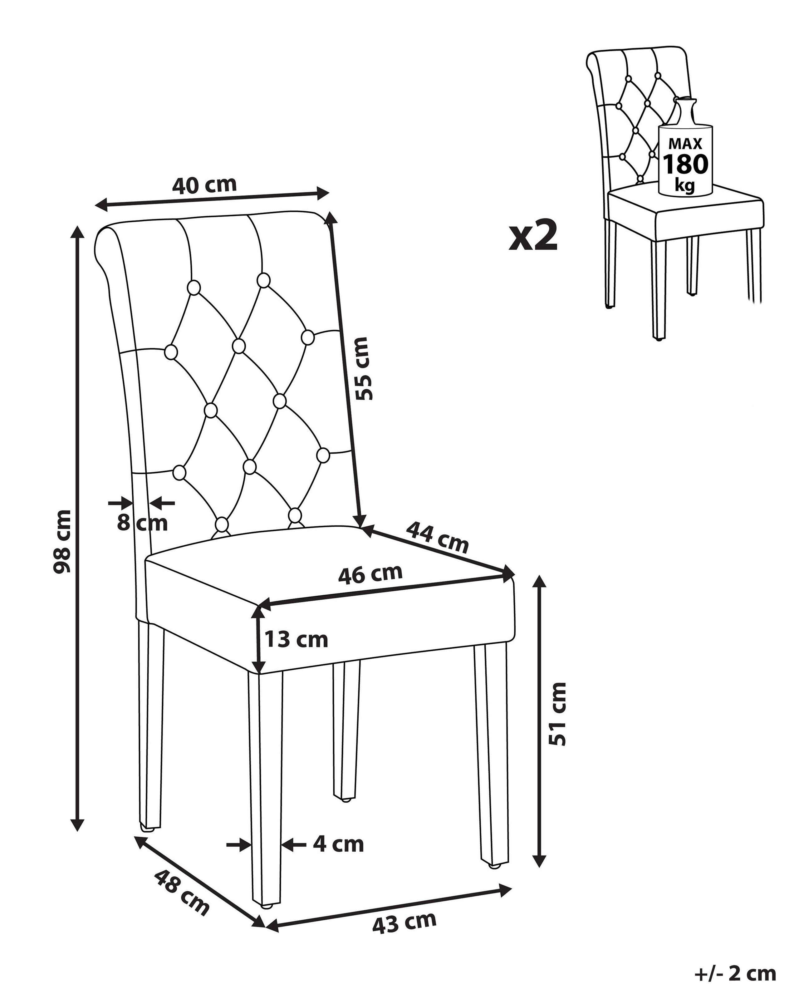 Beliani Chaise de salle à manger en Velours Moderne VELVA II  