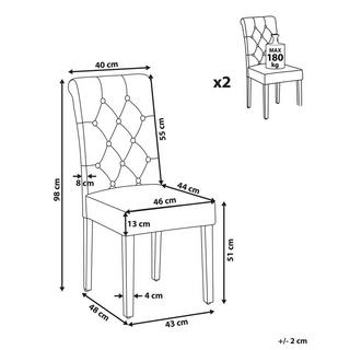 Beliani Chaise de salle à manger en Velours Moderne VELVA II  