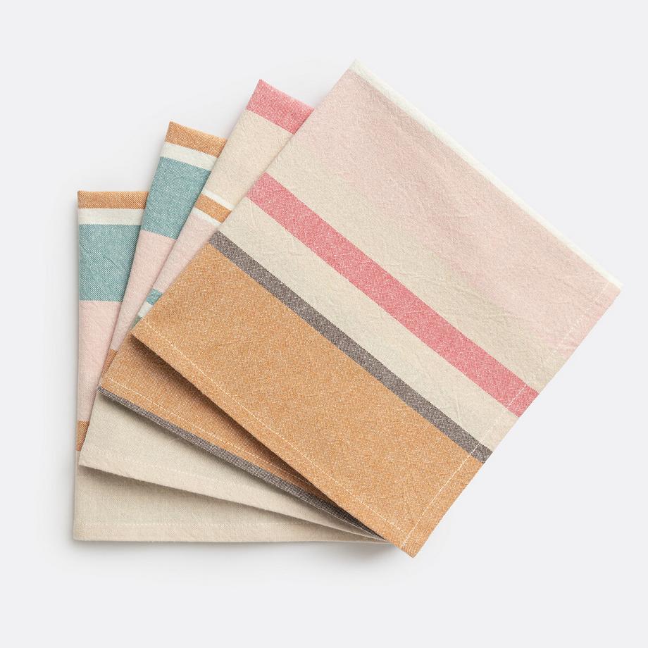 Serviettes de table coton lavé tissé-teint