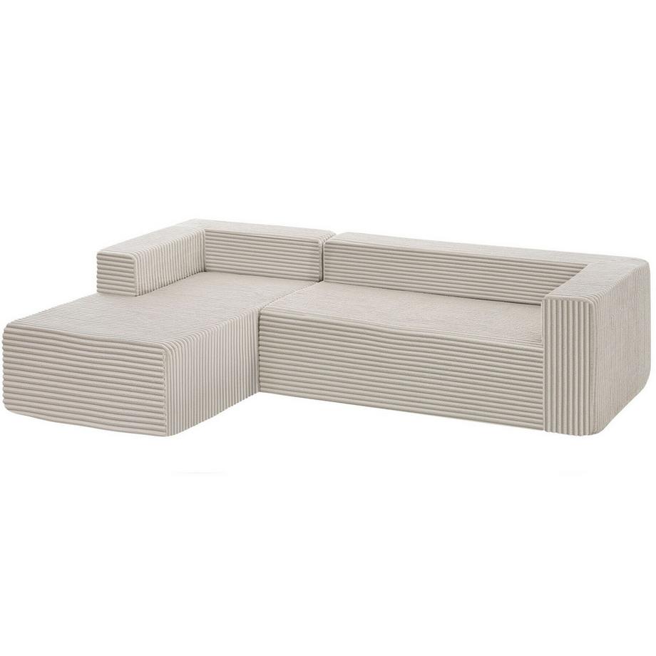 Tectake Divano Relax A forma di L, con rivestimento in velluto corduroy  