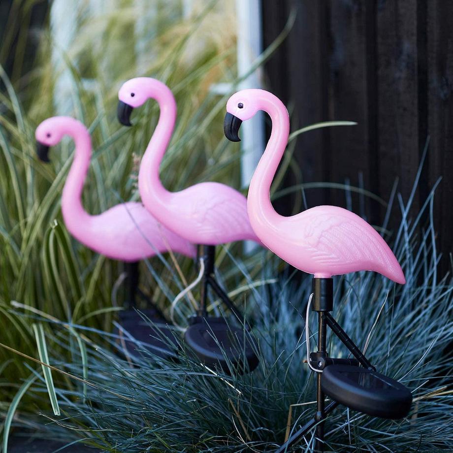 Northio Solarzellenbetriebene Gartenlampen - Flamingo - 3 Stk  