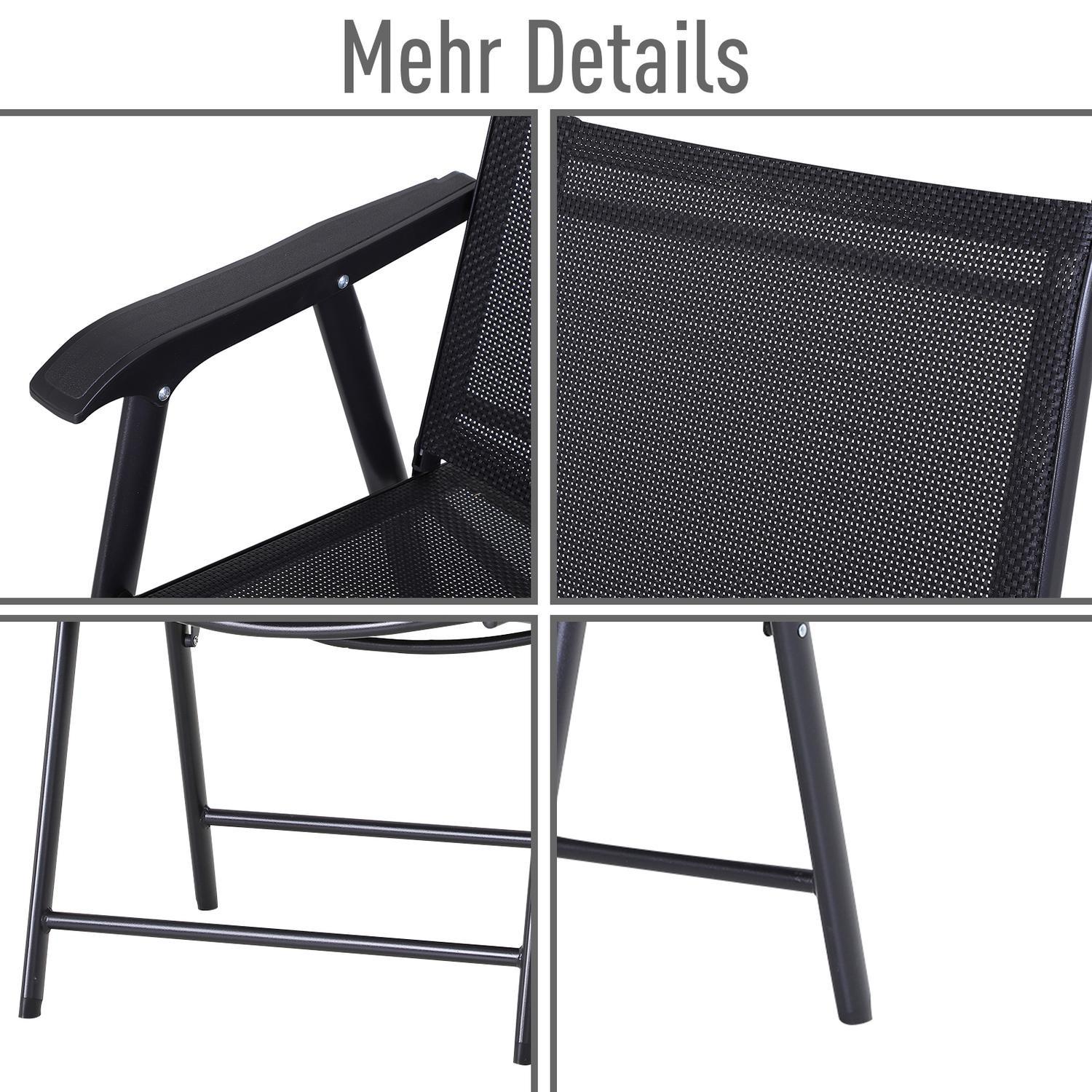 Northio Lot De 2 Chaises De Camping Pliantes Avec Accoudoirs, Chaise De Pêche En Métal Noir 58 X 64 X 94 Cm  