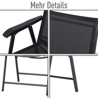 Northio Lot De 2 Chaises De Camping Pliantes Avec Accoudoirs, Chaise De Pêche En Métal Noir 58 X 64 X 94 Cm  