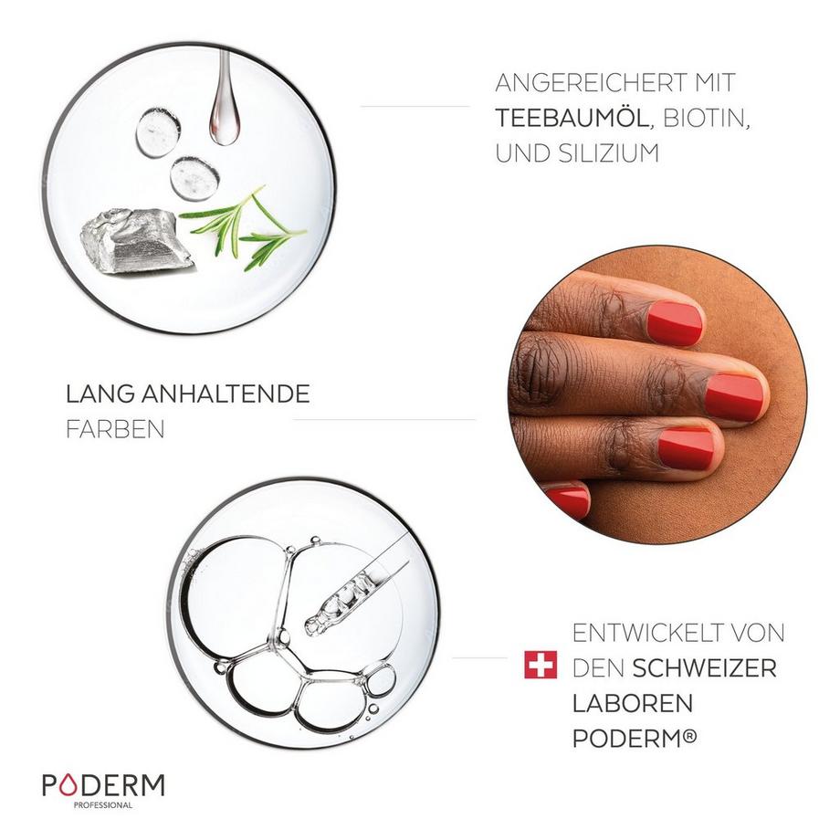 PODERM  Nagelpilz - Nagellack KRAFTVOLLES ROT Teebaum - Swiss Made 