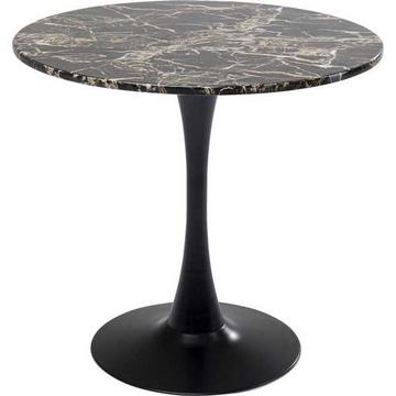 Table Schickeria aspect marbre noir ronde années 80