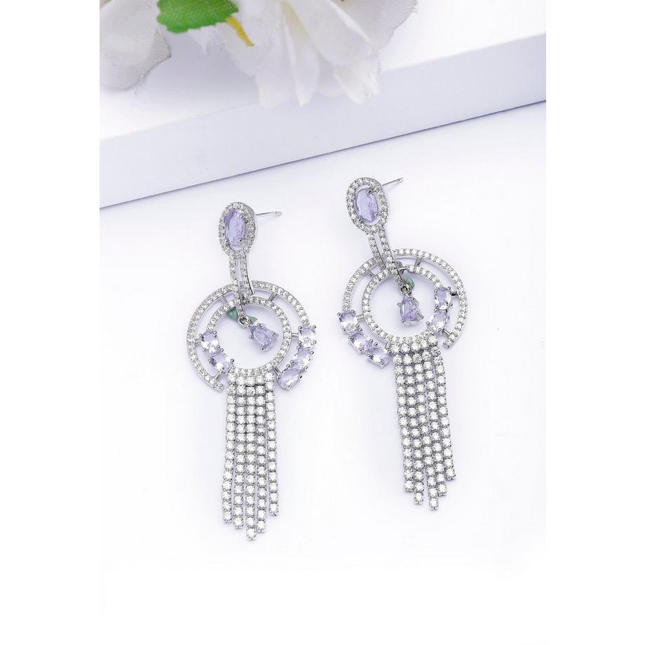 AVANT-GARDE PARIS  Geometrische Lila Kette-Hängeohrringe 