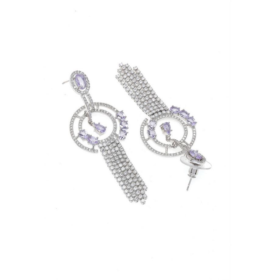 AVANT-GARDE PARIS  Geometrische Lila Kette-Hängeohrringe 