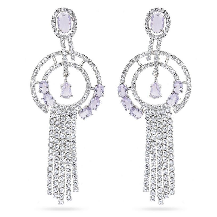 Geometrische Lila Kette-Hängeohrringe