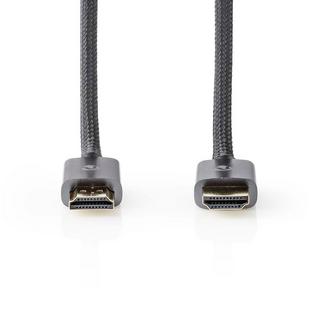 Nedis  Câble HDMI™ haute vitesse avec Ethernet | Connecteur HDMI™ | Connecteur HDMI™ | 4K@60Hz | ARC | 18 Gbps | 5,00 m | Rond | Coton | Gris / Gris avec métal | Boîte avec fenêtre couverte 