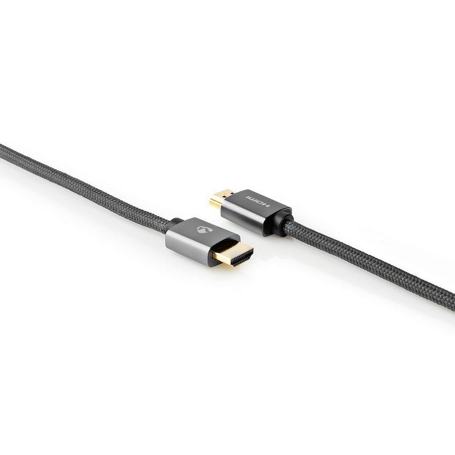 Nedis  High Speed HDMI™ Kabel mit Ethernet | HDMI™ Connector | HDMI™ Connector | 4K@60Hz | ARC | 18 Gbps | 5.00 m | Rund | Baumwolle | Grau / Grau mit Metall | Box mit abgedecktem Fenster 