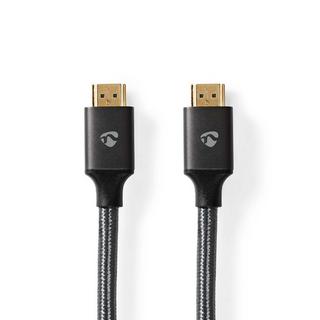 Nedis  Câble HDMI™ haute vitesse avec Ethernet | Connecteur HDMI™ | Connecteur HDMI™ | 4K@60Hz | ARC | 18 Gbps | 5,00 m | Rond | Coton | Gris / Gris avec métal | Boîte avec fenêtre couverte 