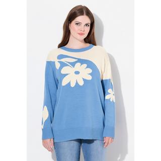 Ulla Popken  Maglione di cotone biologico con jacquard, scollo a girocollo e maniche lunghe 