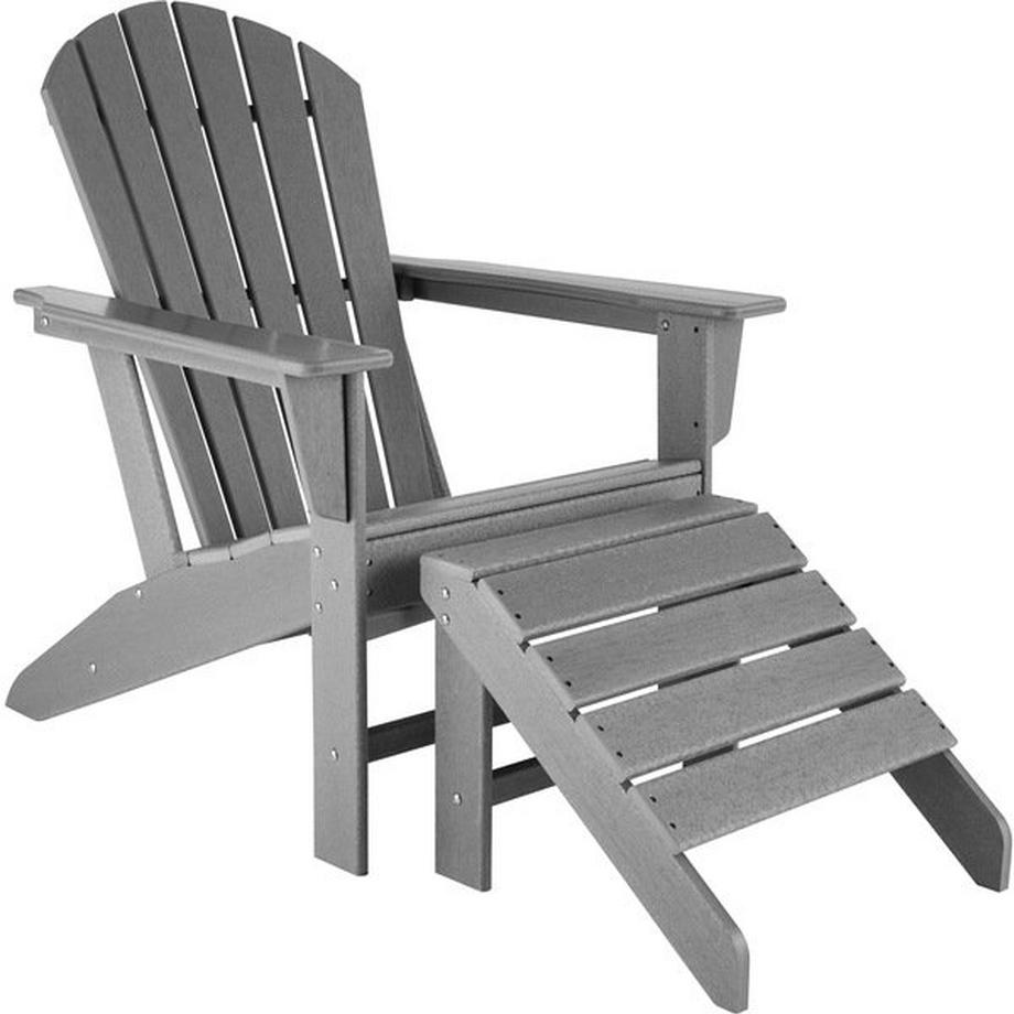 Tectake Chaise de jardin avec repose-pied  Style Adirondack  