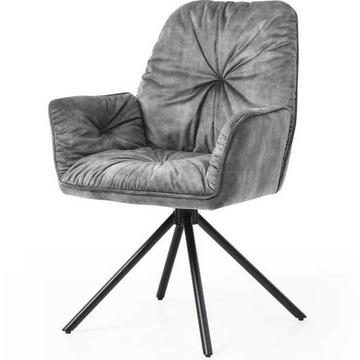 Fauteuil en velours avec fonction pivotante, gris