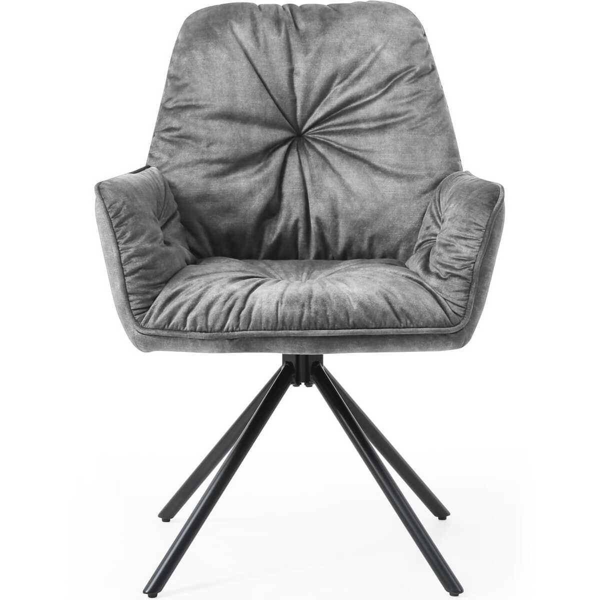 mutoni Fauteuil velours gris avec fonction pivotante  