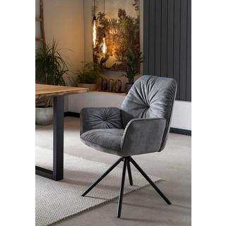 mutoni Fauteuil velours gris avec fonction pivotante  