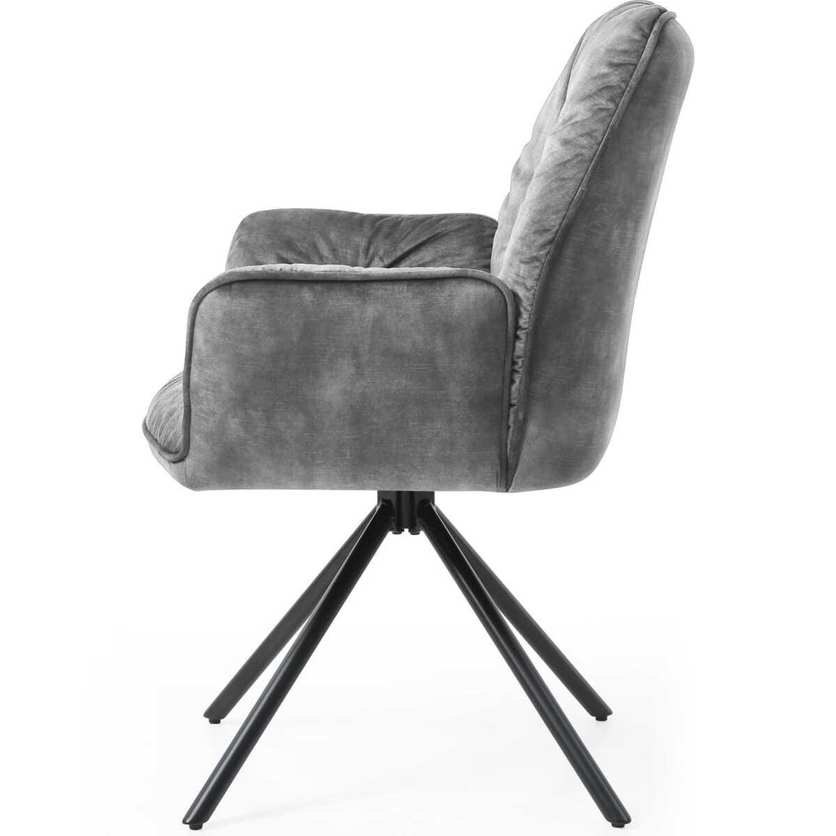 mutoni Fauteuil velours gris avec fonction pivotante  